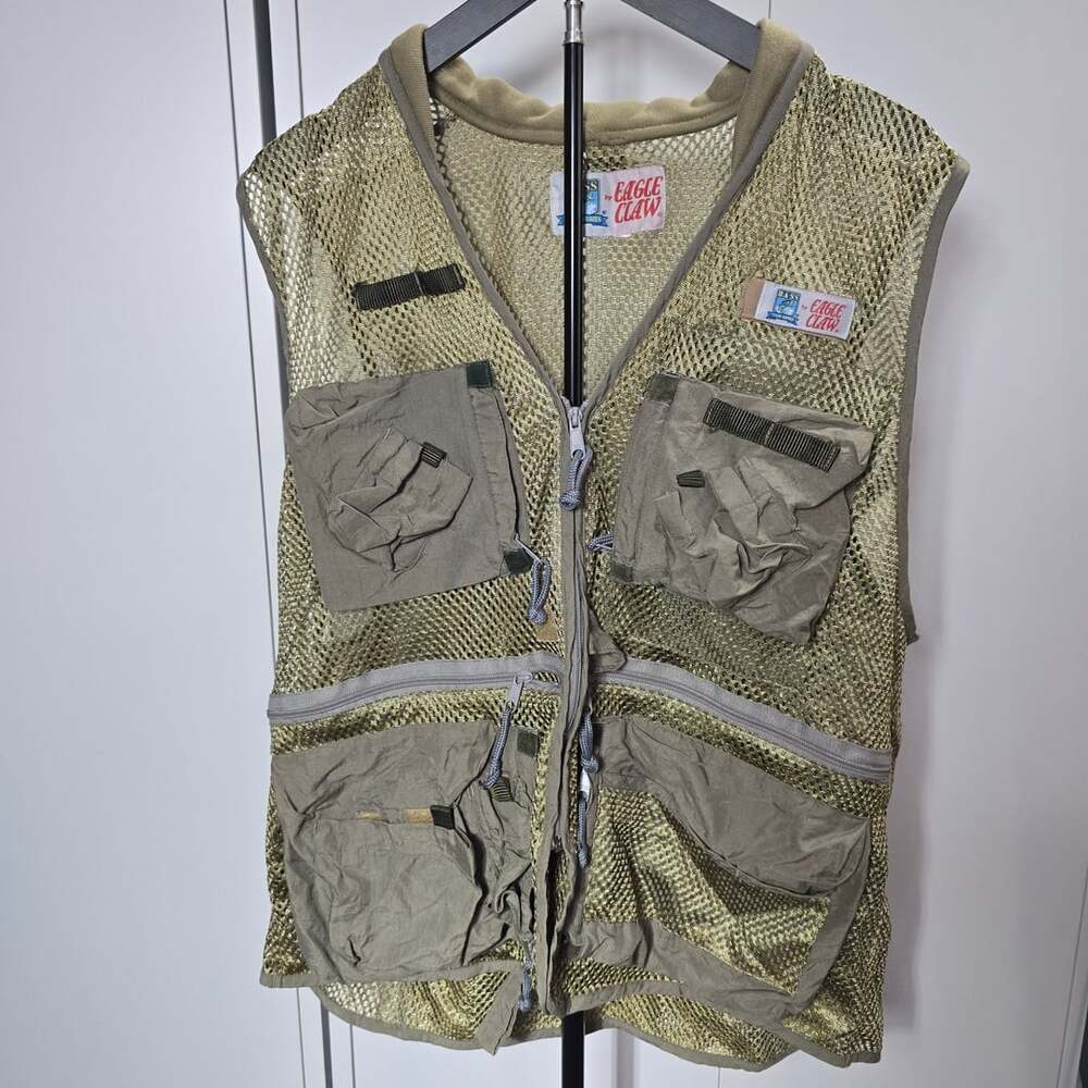 Eagle Claw Fishing Mesh Utility Vest Olive Green